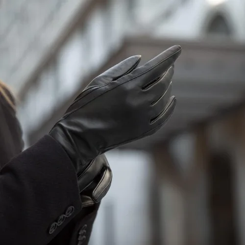 Miniatura 7 de Guantes clásicos con forro de cachemira de cuero para mujer