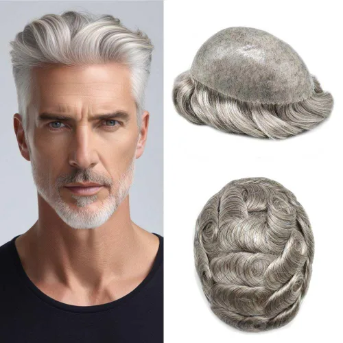 Miniatura 75 de Toupee para hombres Full Poly Mens Toupee Cabello humano Piezas para hombres Sistema de reemplazo de pelo para hombres Protesis Capilar Para Hombre