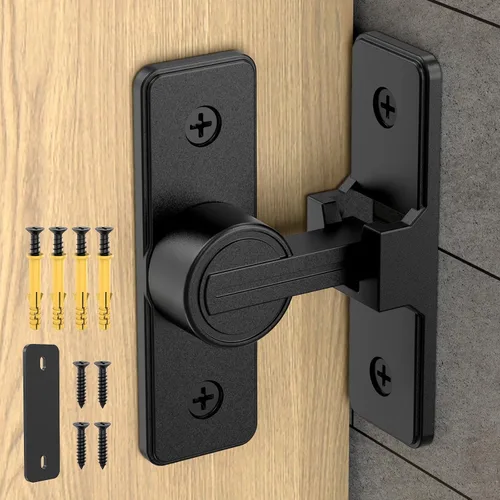 Miniatura 11 de Cerradura de Puerta de Granero de 90 Grados Resistente, Pestillo de Puerta Corredera de Aleación de Zinc para Granero, Jardín, Baño, Cerca, Níquel-1