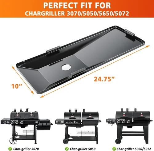 Miniatura 2 de Hisencn Bandeja de grasa con bandeja de captura para Chargriller 5050 5650 3070 5072, Chargriller Texas Trio, recogedor de grasa, pieza de repuesto