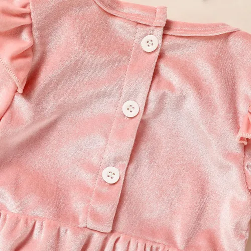 Miniatura 4 de GRNSHTS Ropa de primer cumpleaños para niña de terciopelo de un año de edad, mameluco de manga larga + diadema, 2 piezas de trajes de pastel