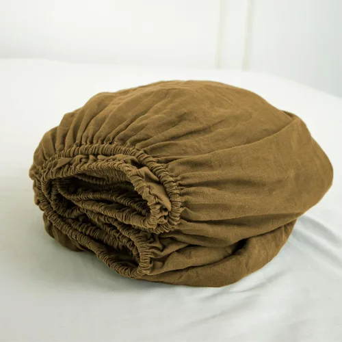 S VICTORY SYMBOL Sábana bajera de lino 100% 78"x80" Funda de colchón 1 pieza, bolsillo profundo de 16 pulgadas, ropa de cama de lino francés natural