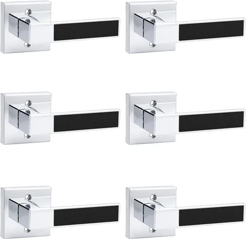Miniatura 138 de Probrico Paquete de 4 manijas de puerta simuladas en negro mate, manijas interiores que no giran, manijas reversibles resistentes para interiores