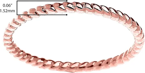 Miniatura 3 de Anillo delgado de oro rosa de 10 quilates con diseño de cable apilable