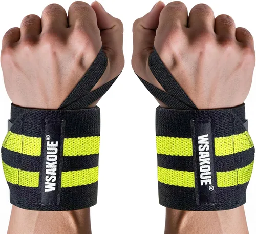 WSAKOUE Muñequeras de levantamiento de pesas, soporte profesional de muñeca de 18 pulgadas con lazo de pulgar de alta resistencia para levantamiento