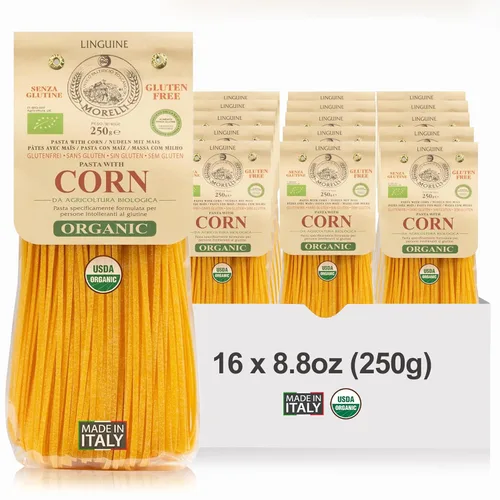 Miniatura 8 de Morelli Pasta Linguine orgánica sin gluten, pasta sin trigo hecha con maíz, fideos de maíz veganos, pasta sin gluten, pasta orgánica importada