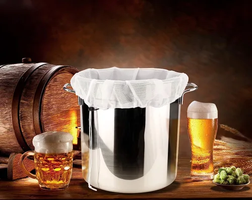 Miniatura 6 de Paquete de 5 bolsas de cerveza reutilizables, extra grandes de 26 x 22 pulgadas, bolsa coladora de malla fina para elaboración del hogar, cereales