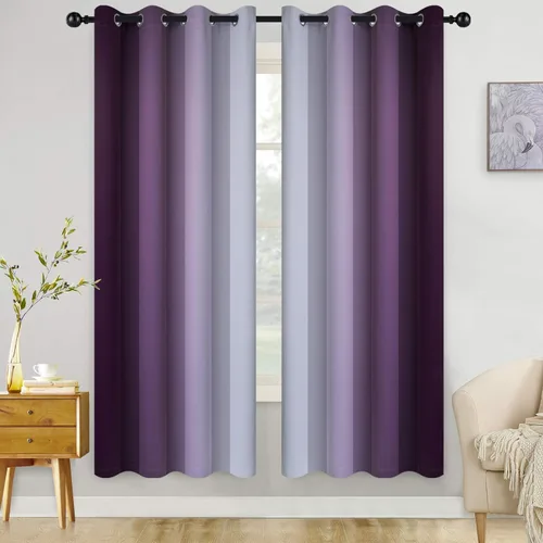 Miniatura 45 de COSVIYA Cortinas 100% Opacas Azul Degradado con Lazos Ajustables para Cocina Aislamiento Térmico Oscurecimiento de Habitación Cenefa con Bolsillo