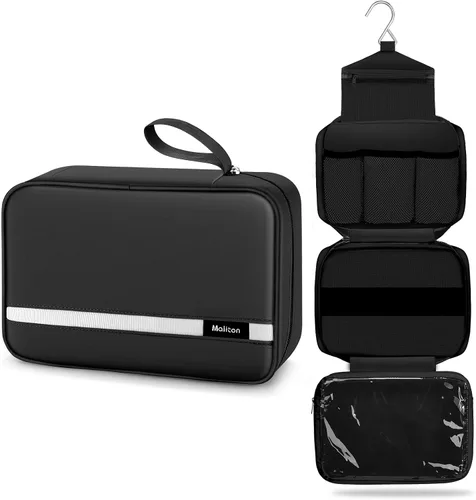 Neceser de aseo para hombres y mujeres, bolsas de aseo grandes para viajar, bolsa de higiene compacta colgante con 4 compartimentos, bolsa de ducha