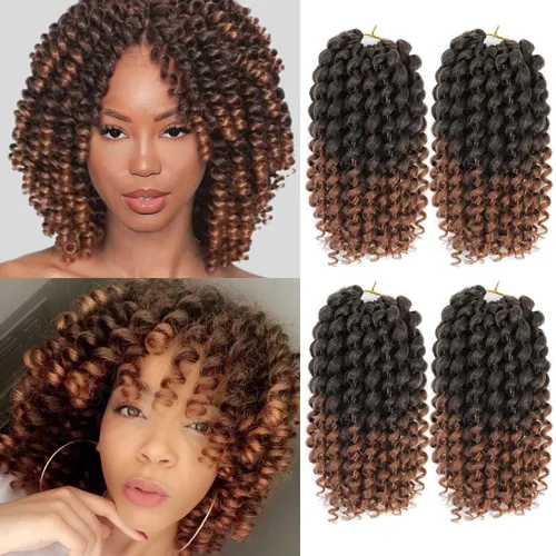 Miniatura 13 de Cabello Jamaicano de ganchillo para mujeres negras, 4 paquetes de 72 raíces, color negro natural, rizos de ganchillo corto preanudado