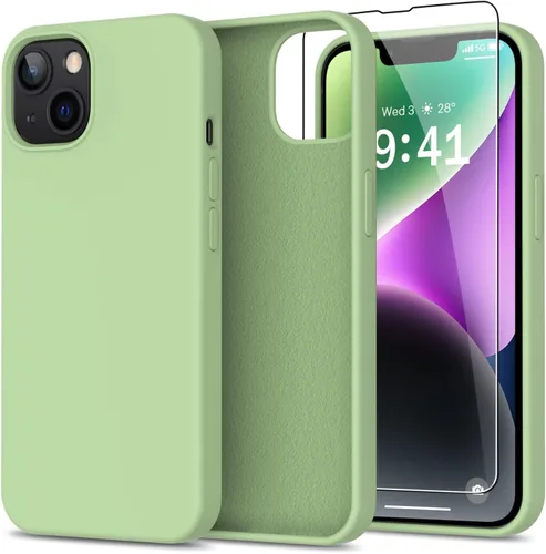 Miniatura 64 de bemal Funda para iPhone 14 Pro con protector de pantalla, silicona líquida de ajuste delgado, forro de microfibra suave, diseñada para mujeres