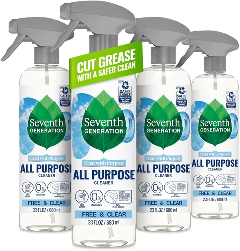 Seventh Generation Limpiador Multiusos, Fórmula Biodegradable, Transparente, 23 oz (Paquete de 4)