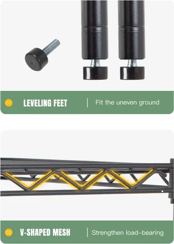 Miniatura 5 de FDW Estantería de alambre ajustable de 14 pulgadas de profundidad x 36 pulgadas de ancho x 72 pulgadas de alto, estante de metal ajustable, estantes