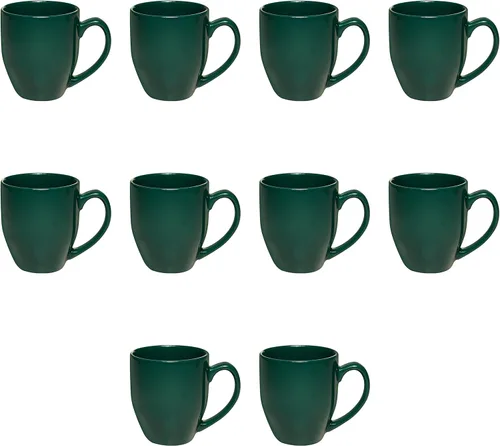 DISCOUNT PROMOS Juego de 10 tazas de café grandes de 16 onzas, paquete a granel, perfectas para té, espresso, capuchino, cacao caliente, color verde