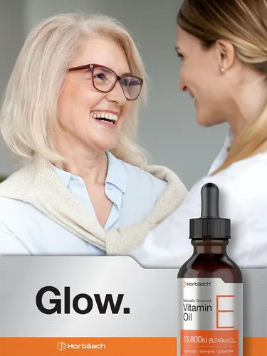 Miniatura 6 de Horbäach Aceite de vitamina E 13,800 UI 1 oz para cara y piel Suplemento líquido de origen natural Fórmula vegetariana, sin OMG y sin