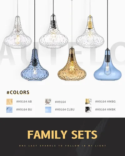 Miniatura 8 de AUTELO Luces Colgantes Azules para Isla de Cocina, Luces Colgantes de Vidrio Martelado de 25.4 cm, Modernas Luminarias Colgantes con Acabado