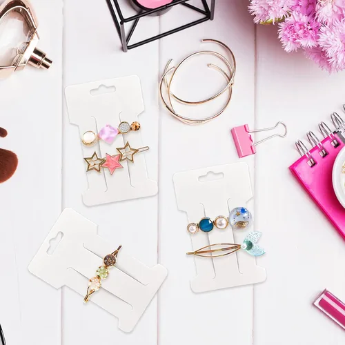 Miniatura 5 de 200 tarjetas de exhibición de pinzas para el cabello, pasadores para el cabello, soporte de exhibición de joyas, cartón de papel rectangular