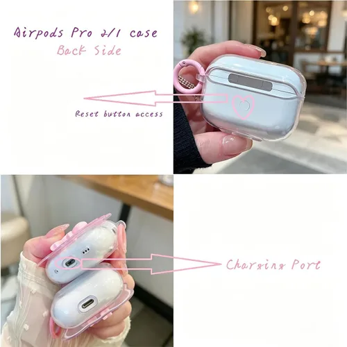 Miniatura 5 de Bonita funda transparente para AirPods Pro 2/1 Gen, diseño de lazo 3D femenino, funda protectora y a prueba de golpes de TPU suave Kawaii para Apple