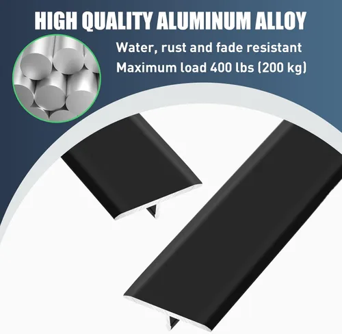 Miniatura 3 de Therwen 6 tiras de transición de suelo de aluminio con moldura en T, 36 x 3/4 pulgadas, color negro mate para pisos de vinilo de madera, carpeta