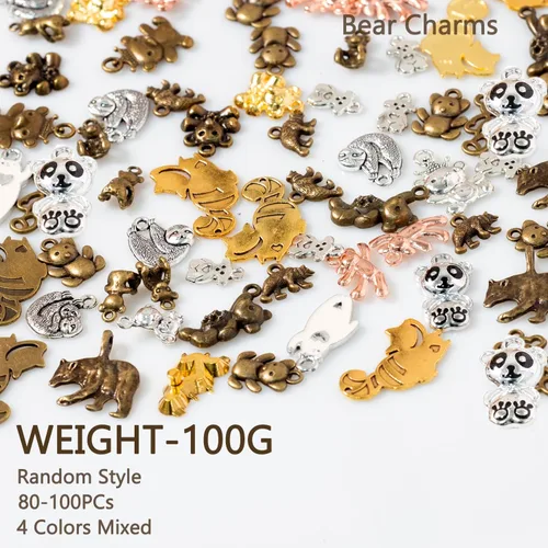 Miniatura 3 de stino - 100 g de dijes colgantes de metal para hacer joyas, lote de dijes bañados en plata y oro para pulseras, collares y manualidades, dijes