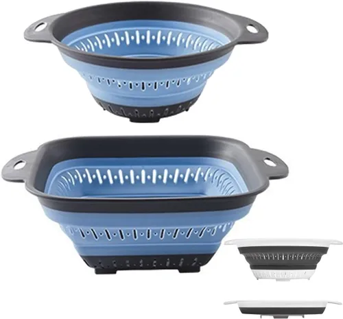 Colador y colador plegable, coladores de silicona y coladores de alimentos, para verduras y frutas, esenciales de cocina