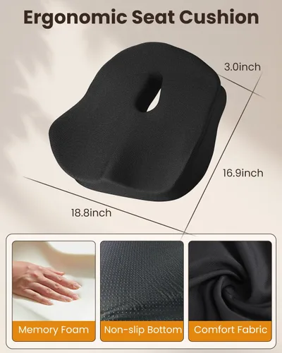 Miniatura 6 de Cojín de Asiento, X Grande para Silla de Oficina para Alivio del Dolor de Ciática, Almohadillas de Espuma Viscoelástica Ergonómicas para Coche