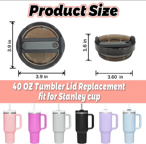 Miniatura 3 de Tapa de repuesto para vaso de 40 onzas compatible con Stanley Quencher, paquete de 2 fundas transparentes a prueba de derrames para accesorios