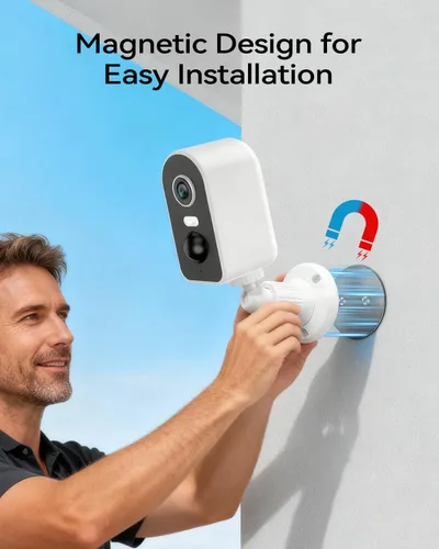Miniatura 3 de KKB Cámara de seguridad celular 4G LTE magnética, cámaras de seguridad sin WiFi para interiores con SIM incorporada, cámara 2K inalámbrica