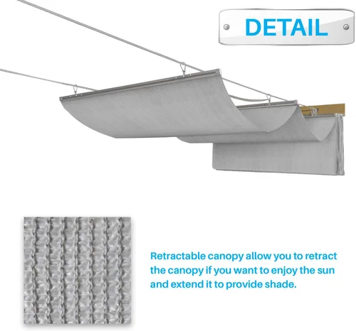 Miniatura 7 de Patio Cubierta de Sombra Retráctil para Pérgola de 3 pies de ancho x 16 pies de largo, Repuesto de Toldo, Fundas de Tela para Pérgolas al Aire Libre