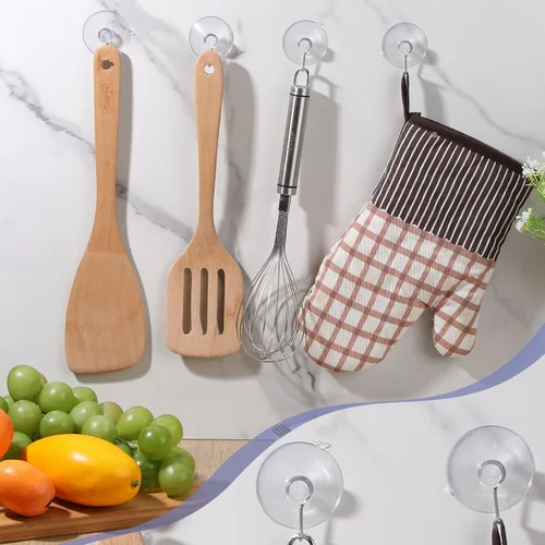 Miniatura 3 de Unittype 12 ganchos de pared con ventosa de PVC, reutilizables, transparentes, con ganchos de metal, prácticos suministros para colgar sin clavos