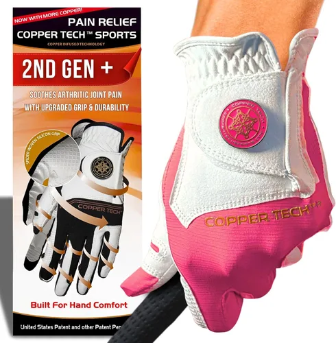 Miniatura 18 de Copper Tech Plus Ladies Golf Gloves Women (2nd Gen) Copper Compression Joint Support with Flexible & Comfortable Fit Tacky Silicone Pad