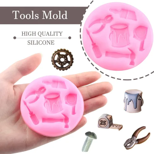 Miniatura 2 de Mujiang Herramientas manuales de silicona, herramientas de construcción, molde de fondant, engranaje de neumáticos, tuerca de tornillo, molde