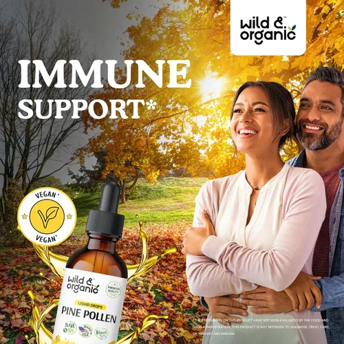 Miniatura 2 de Wild & Organic Tintura de polen de pino, antioxidante y apoyo inmunológico, gotas de extracto de polen de pino, suplemento líquido vegano, sin