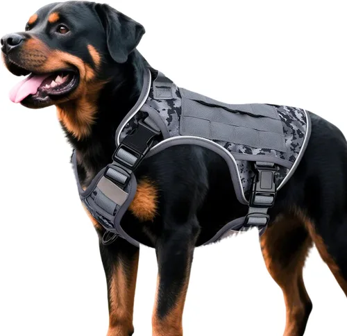 Miniatura 30 de Arnés táctico para perros grandes, chaleco reflectante ajustable sin tirones con sistema Molle, control de grado militar K9 para entrenamiento