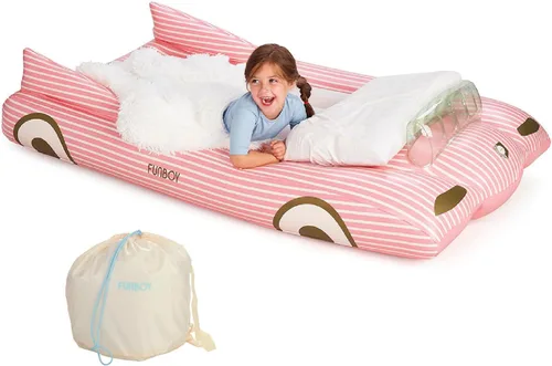Miniatura 8 de FUNBOY Cama de viaje infantil azul inflable y colchón. Perfecta para fiestas de pijamas. Incluye bolsa de almacenamiento y transporte, individual