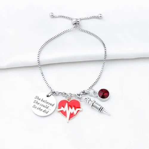 Miniatura 6 de PLITI Pulsera flebotomista Regalo de graduación de técnico de flebotomía She Believed She Could So She Did