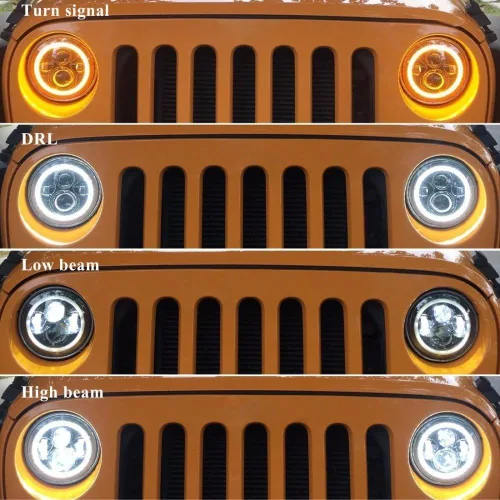 Miniatura 6 de Compatible con Mazda Miata MX5 MX-5 1990-1997 H6024 Pareja de luces de faro Halo Ojo de Ángel Blanco DRL Luz de giro Ámbar con haz alto y bajo