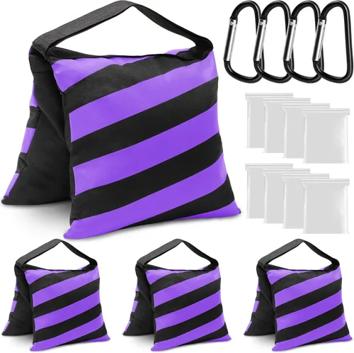 Miniatura 10 de Aimosen 4 paquetes de bolsas de arena con peso para trípode de fotografía y equipo de video, bolsa de silla de montar resistente para soporte