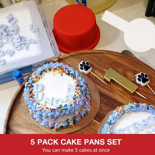Miniatura 6 de Alimat PluS Molde redondo de silicona para tartas de 4 pulgadas, paquete de 5 mini moldes para pasteles con 100 piezas de papel pergamino, moldes