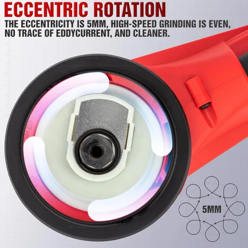 Miniatura 5 de Lijadora orbital aleatoria eléctrica Autolock, motor sin escobillas de 350W con almohadillas de 5 y 6 pulgadas, lijadora de palma de 10000RPM