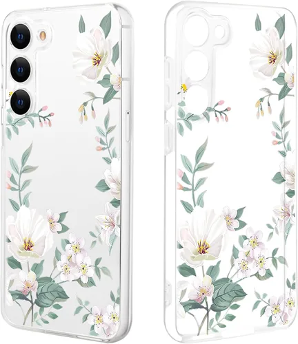 Miniatura 19 de Funda ultra transparente para Samsung Galaxy S23 con diseño de flores, TPU suave y delgado, patrón floral, transparente, funda protectora para niñas