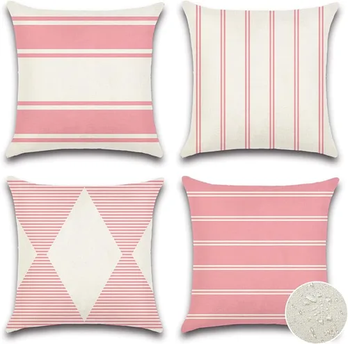 OTOSTAR Fundas de almohada impermeables para exteriores de 18 x 18 pulgadas, diseño geométrico, decorativas, cuadradas, modernas, para jardín, Rosa