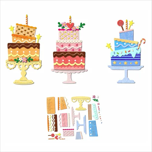 Miniatura 10 de Troqueles de corte de metal para fiesta de cumpleaños para hacer tarjetas, plantillas de kit de troqueles en relieve de papel, suministros