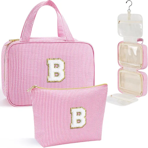 Miniatura 19 de YOOLIFE Regalos de cumpleaños para mujeres adolescentes, neceser colgante con inicial para mujeres, adolescentes y niñas, bolsa de aseo de viaje