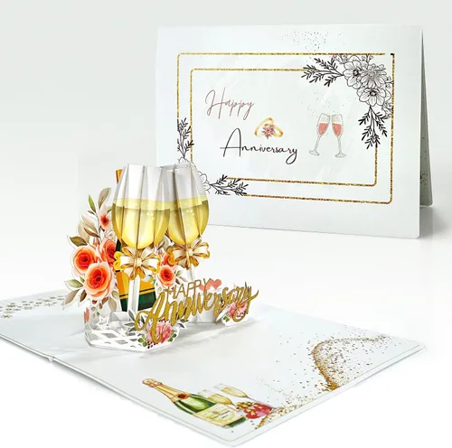Miniatura 6 de CUTPOPUP - Tarjetas de aniversario desplegables, tarjeta de aniversario de boda 3D para él, esposa, marido, mamá, papá, tarjeta de cumpleaños, día