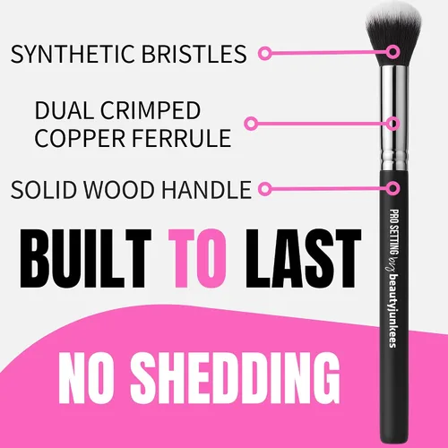 Miniatura 4 de Beauty Junkees Cepillo corrector para debajo de los ojos, pequeño, suave, esponjoso, cónico, sintético, sin crueldad, vegano, para polvo de fijación