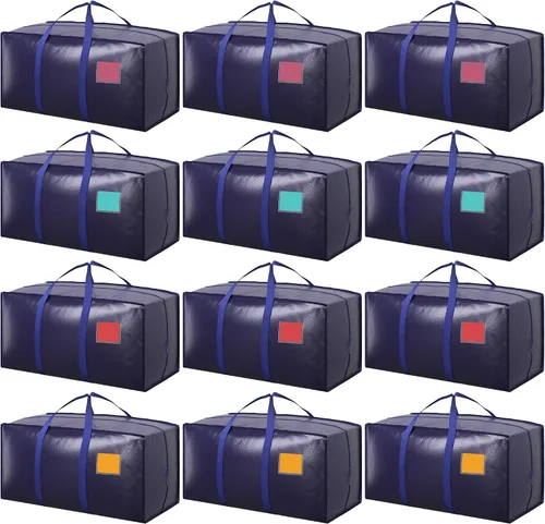 Miniatura 12 de Paquete de 6 bolsas de mudanza con cremallera lateral completamente abierta, extra grandes de 93 L, resistentes al agua, plegables para Negro