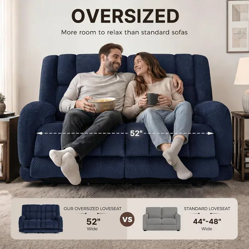 Miniatura 4 de MCombo 64.6" Oversized Reclining Loveseat with Heat and Massage, Zero Gravity Recliner Loveseat Sofa with Adjustable Headrest and Dual USB Charging