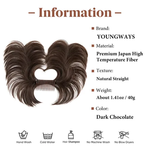 Miniatura 19 de Postizo de Cabello de Moño Desordenado Peine Lateral Clip en Moño de Cabello Postizo para Mujeres Corto Natural Liso Estilos Versátiles Ajustables