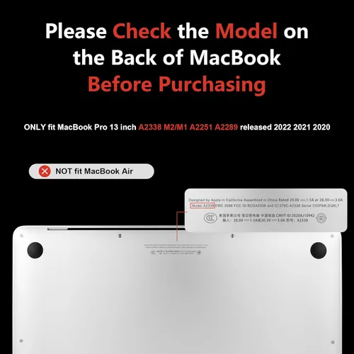 Miniatura 2 de MEEgoodo Funda para MacBook Pro Case de 13 pulgadas 2022 2021 2020 A2338 M2/M1 A2251 A2289 con Touch ID, Fundas de Carcasa Rígida Transparentes